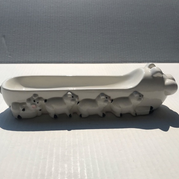 Ron Gordon Designs Ceramic Pig With Litter Cracker/Cookie Dish 10.5” - Picture 6 of 9